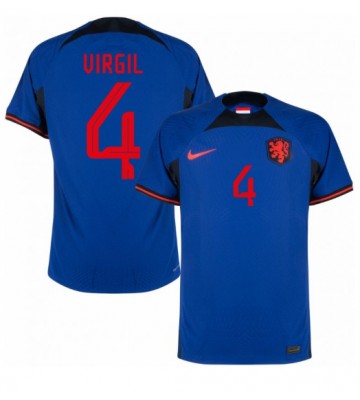 Holland Virgil van Dijk #4 Replika Udebanetrøje VM 2022 Kortærmet